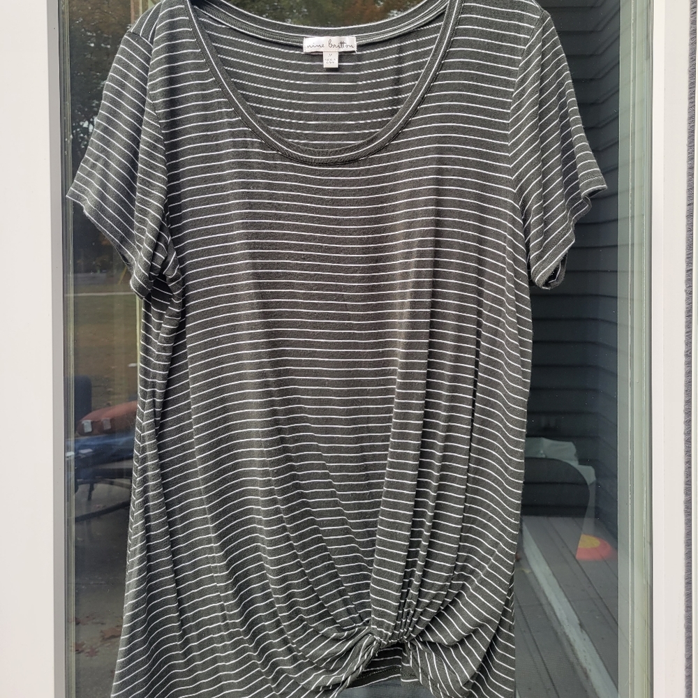Dark green striped top